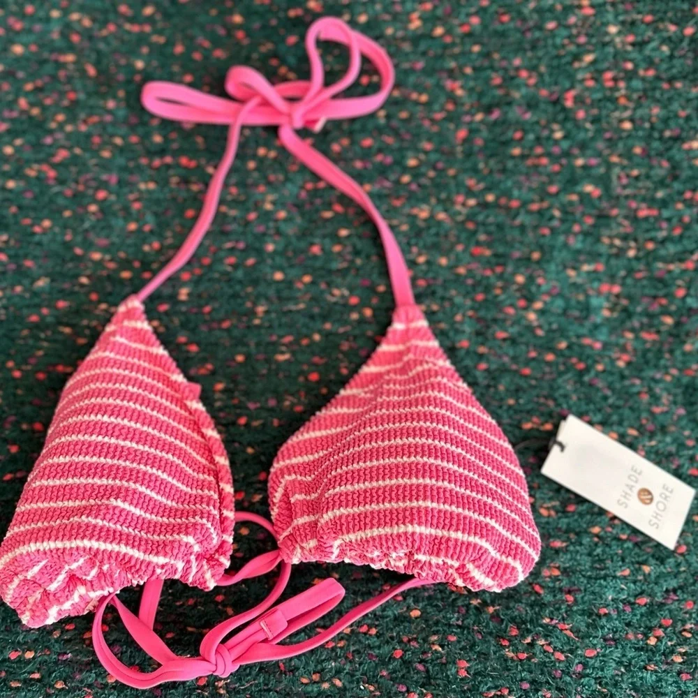 ‼️RARE‼️🎸Shade & Shore🎸🔥NWT🔥Pink/White Striped Bikini Top— M